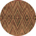 Round Oriental Brown Traditional Rug, con820brn