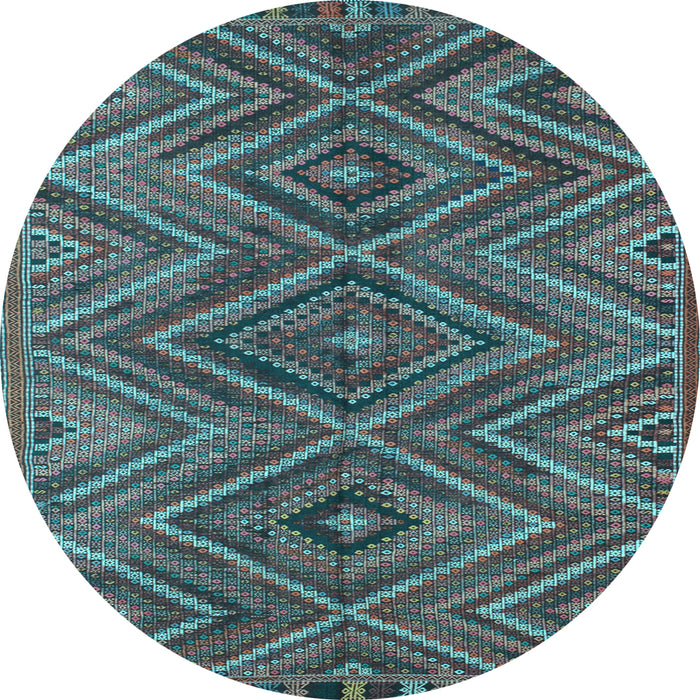 Round Oriental Light Blue Traditional Rug, con820lblu