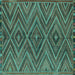 Square Machine Washable Oriental Turquoise Traditional Area Rugs, wshcon820turq