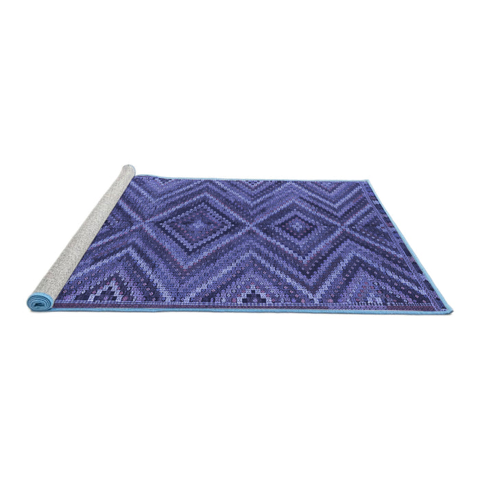 Sideview of Machine Washable Oriental Blue Traditional Rug, wshcon820blu