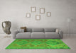 Machine Washable Oriental Green Traditional Area Rugs in a Living Room,, wshcon821grn