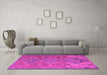 Machine Washable Oriental Pink Traditional Rug in a Living Room, wshcon821pnk