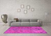 Machine Washable Oriental Pink Traditional Rug, wshcon821pnk