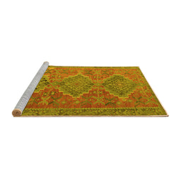 Sideview of Machine Washable Oriental Yellow Traditional Rug, wshcon821yw