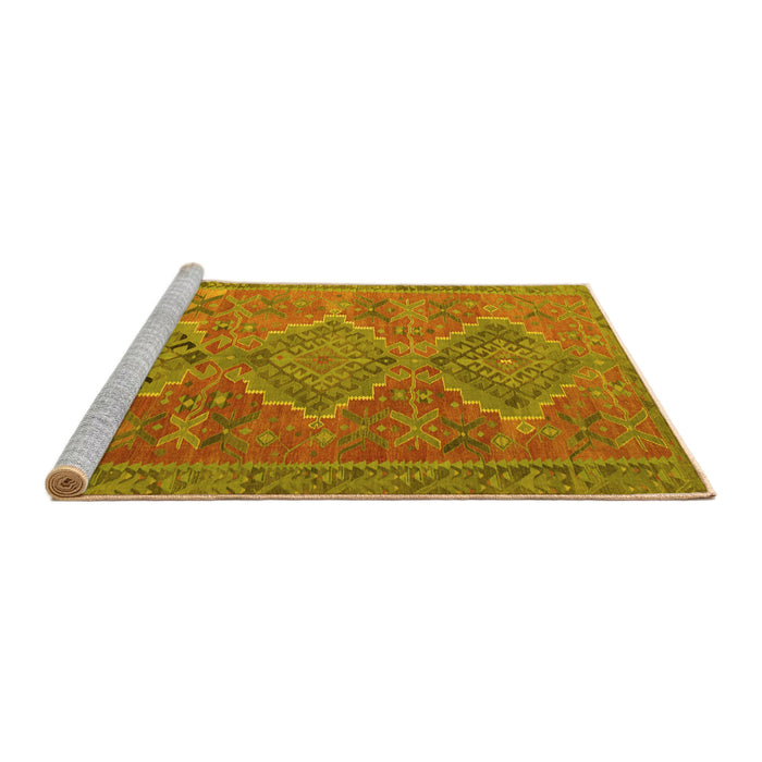 Sideview of Machine Washable Oriental Yellow Traditional Rug, wshcon821yw