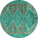 Round Oriental Turquoise Traditional Rug, con821turq