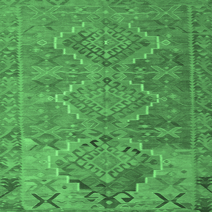 Square Machine Washable Oriental Emerald Green Traditional Area Rugs, wshcon821emgrn