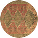 Round Oriental Brown Traditional Rug, con821brn