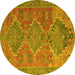 Round Oriental Yellow Traditional Rug, con821yw