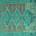 Square Machine Washable Oriental Turquoise Traditional Area Rugs, wshcon821turq