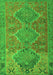 Serging Thickness of Machine Washable Oriental Green Traditional Area Rugs, wshcon821grn