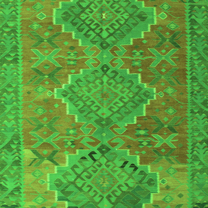 Serging Thickness of Machine Washable Oriental Green Traditional Area Rugs, wshcon821grn