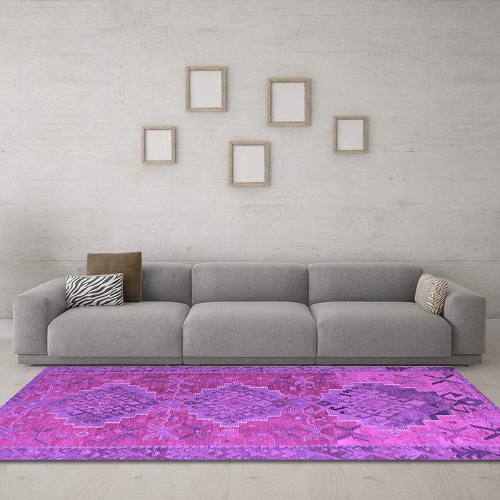 Machine Washable Oriental Purple Traditional Area Rugs in a Living Room, wshcon821pur