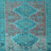 Square Machine Washable Oriental Light Blue Traditional Rug, wshcon821lblu