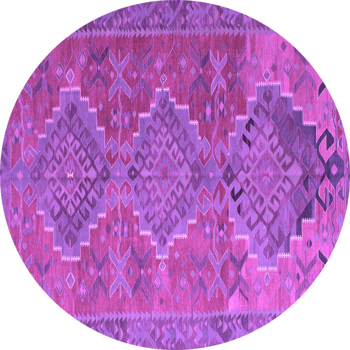 Round Oriental Purple Traditional Rug, con821pur