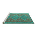 Sideview of Machine Washable Oriental Turquoise Traditional Area Rugs, wshcon821turq