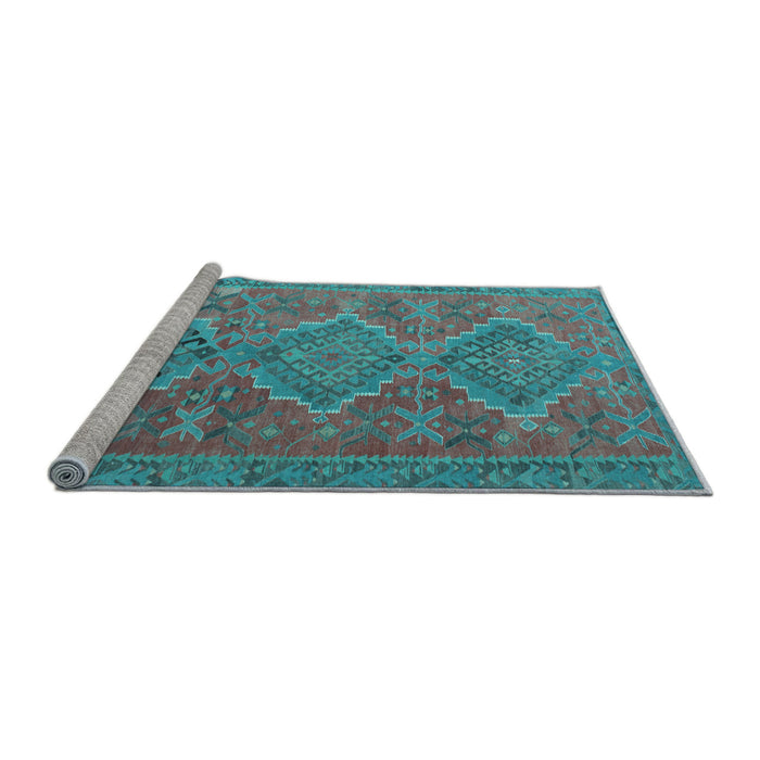 Sideview of Machine Washable Oriental Light Blue Traditional Rug, wshcon821lblu