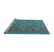 Sideview of Machine Washable Oriental Light Blue Traditional Rug, wshcon821lblu