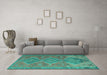 Machine Washable Oriental Turquoise Traditional Area Rugs in a Living Room,, wshcon821turq