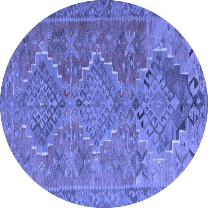 Round Machine Washable Oriental Blue Traditional Rug, wshcon821blu