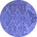 Round Machine Washable Oriental Blue Traditional Rug, wshcon821blu