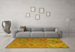 Machine Washable Oriental Yellow Traditional Rug in a Living Room, wshcon821yw