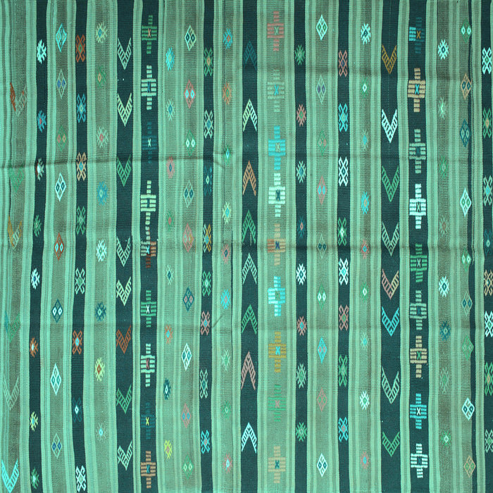 Square Machine Washable Southwestern Turquoise Country Area Rugs, wshcon822turq