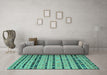 Machine Washable Southwestern Turquoise Country Area Rugs in a Living Room,, wshcon822turq