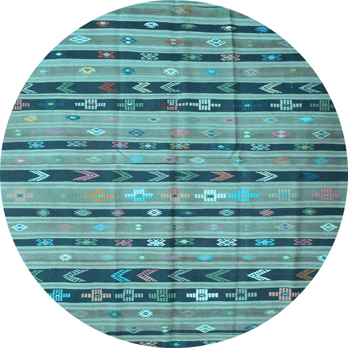 Round Southwestern Light Blue Country Rug, con822lblu