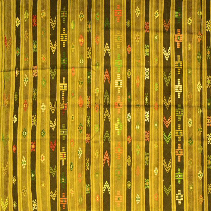 Square Machine Washable Southwestern Yellow Country Rug, wshcon822yw