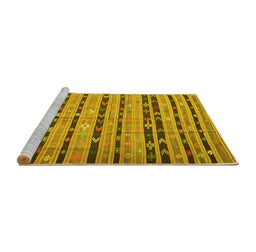 Sideview of Machine Washable Southwestern Yellow Country Rug, wshcon822yw