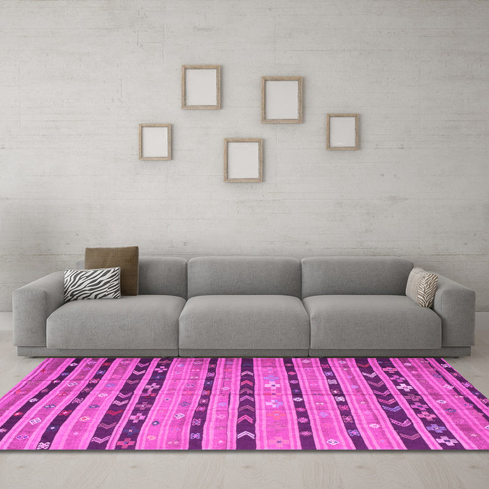 Machine Washable Southwestern Pink Country Rug in a Living Room, wshcon822pnk