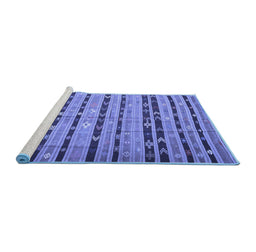 Sideview of Machine Washable Southwestern Blue Country Rug, wshcon822blu
