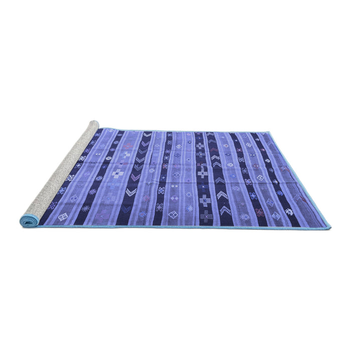 Sideview of Machine Washable Southwestern Blue Country Rug, wshcon822blu
