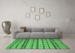 Machine Washable Southwestern Emerald Green Country Area Rugs in a Living Room,, wshcon822emgrn