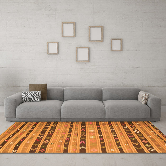Machine Washable Southwestern Orange Country Area Rugs in a Living Room, wshcon822org