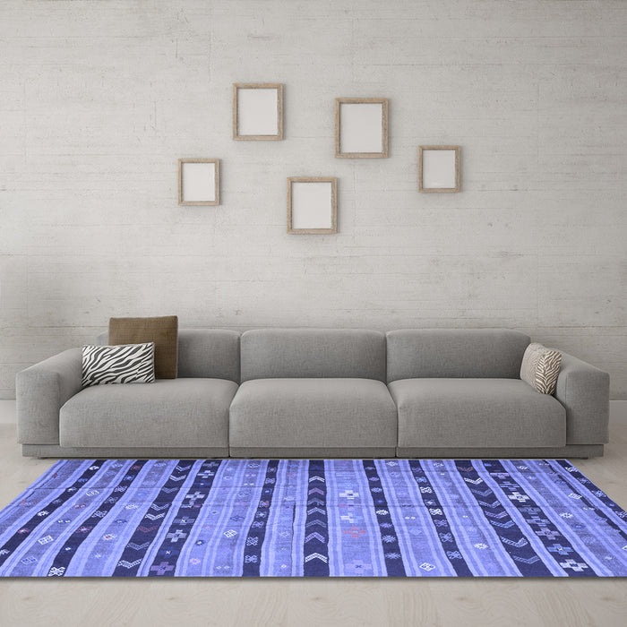 Machine Washable Southwestern Blue Country Rug in a Living Room, wshcon822blu