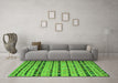 Machine Washable Southwestern Green Country Area Rugs in a Living Room,, wshcon822grn