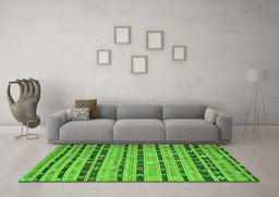 Machine Washable Southwestern Green Country Area Rugs in a Living Room,, wshcon822grn