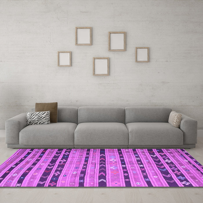 Machine Washable Southwestern Purple Country Area Rugs in a Living Room, wshcon822pur