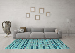 Machine Washable Southwestern Light Blue Country Rug in a Living Room, wshcon822lblu