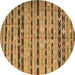 Round Southwestern Brown Country Rug, con822brn