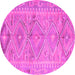 Round Machine Washable Southwestern Pink Country Rug, wshcon823pnk