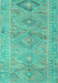 Machine Washable Southwestern Turquoise Country Area Rugs, wshcon823turq