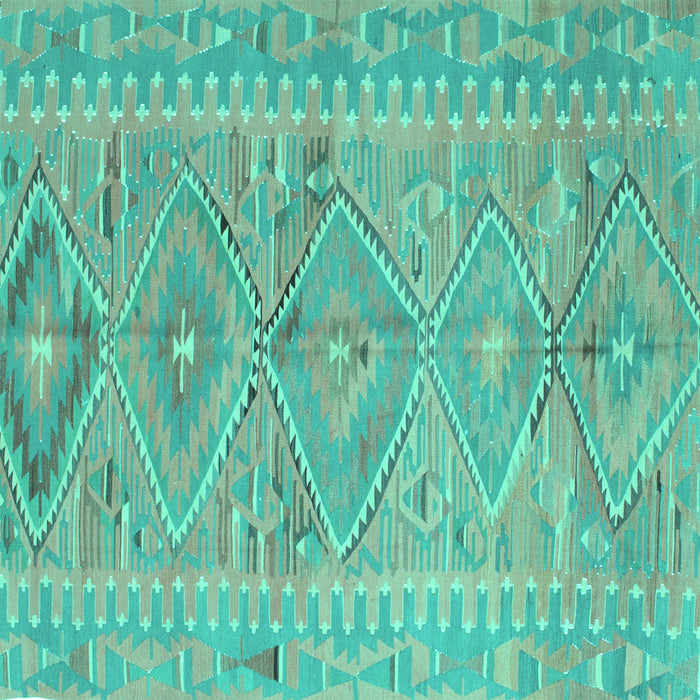 Square Southwestern Turquoise Country Rug, con823turq