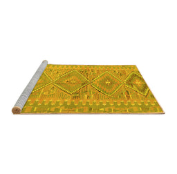 Sideview of Machine Washable Southwestern Yellow Country Rug, wshcon823yw