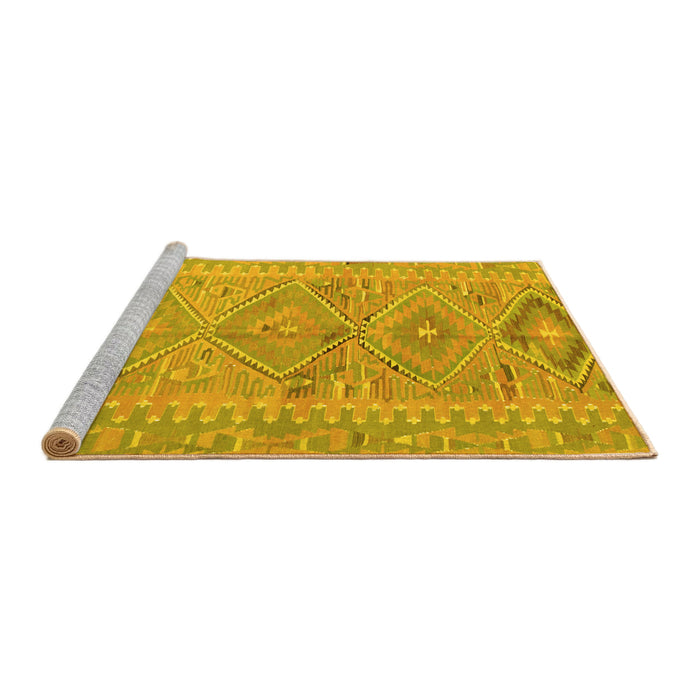 Sideview of Machine Washable Southwestern Yellow Country Rug, wshcon823yw