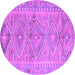 Round Southwestern Purple Country Rug, con823pur