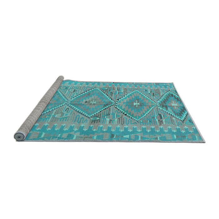 Sideview of Machine Washable Southwestern Light Blue Country Rug, wshcon823lblu