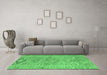 Machine Washable Southwestern Emerald Green Country Area Rugs in a Living Room,, wshcon823emgrn